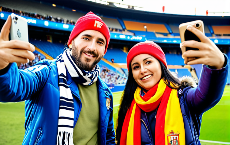 **Image Prompt:** A vibrant, modern stadium exterior on game day. Fans are wearing casual clothing with the team's colors subtly incorporated (scarves, jackets, hats) instead of just jerseys. Some are taking selfies with the stadium in the background, others are interacting with social media on their phones. Focus on capturing a stylish, everyday representation of fan support, emphasizing the "brand" aspect over purely sporting attire. *Keywords:* Fútbol, aficionado, estilo de vida, marca deportiva, España (or relevant local city).