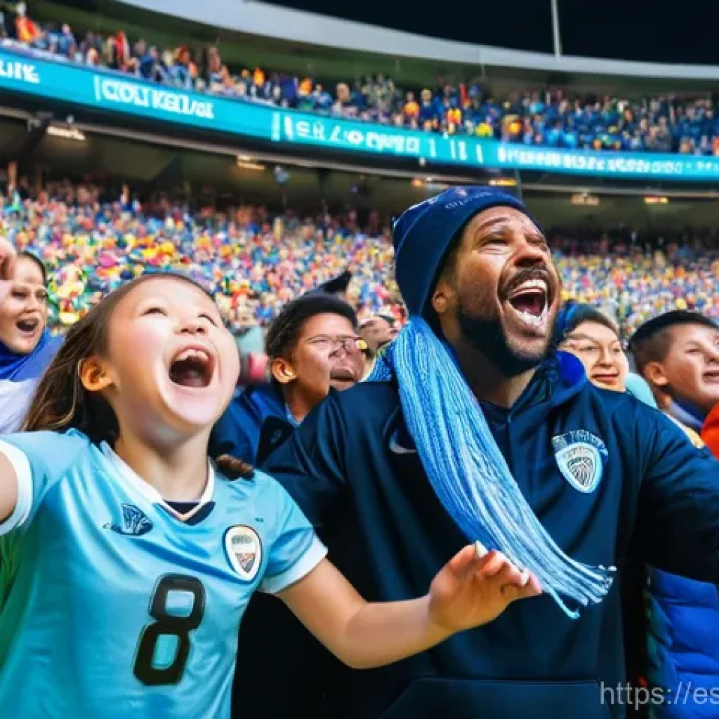 스포츠 구단 마케팅 팀 업무 구조 - **Prompt:** A vibrant and emotional scene capturing the essence of sports fan engagement. In the for...