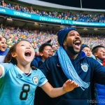 스포츠 구단 마케팅 팀 업무 구조 - **Prompt:** A vibrant and emotional scene capturing the essence of sports fan engagement. In the for...