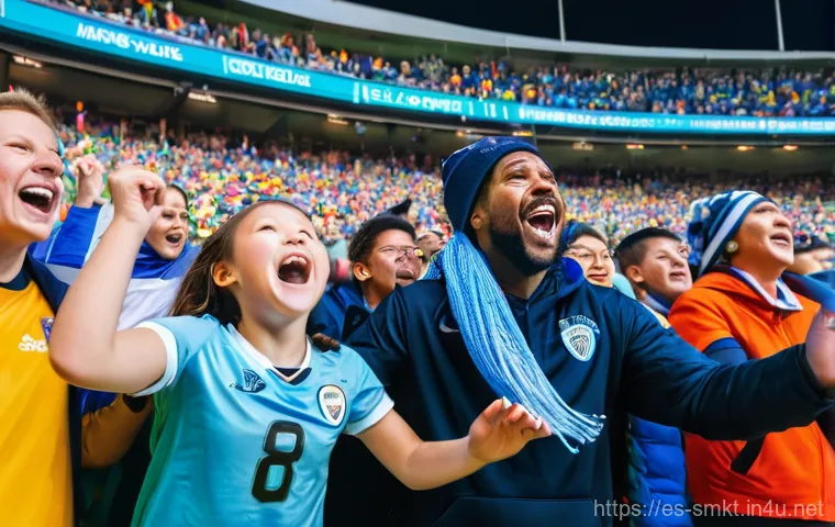 스포츠 구단 마케팅 팀 업무 구조 - **Prompt:** A vibrant and emotional scene capturing the essence of sports fan engagement. In the for...