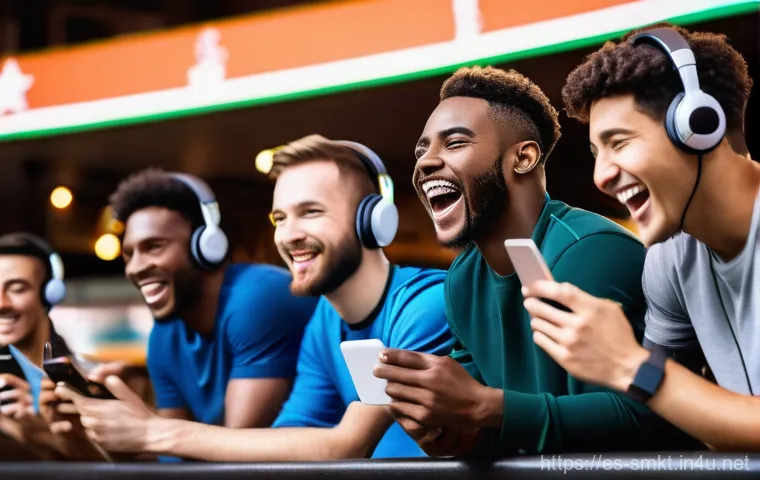 스포츠마케팅 전문가를 위한 자가진단 체크리스트 - **Prompt:** A dynamic and energetic scene of a diverse group of passionate sports fans (adults and t...