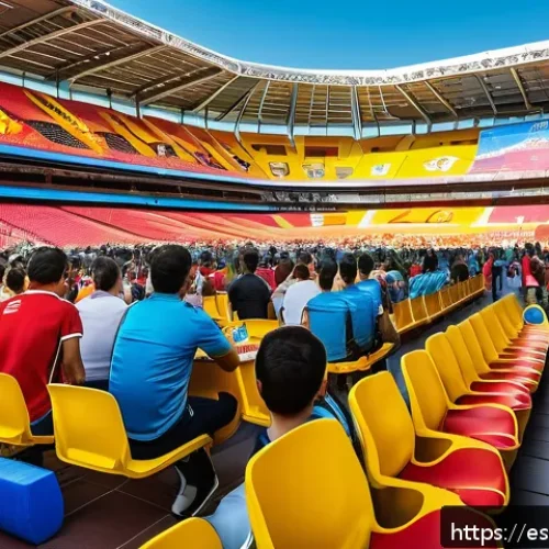 Home 33 스포츠 경기장 내 마케팅 사례 - A vibrant modern sports stadium filled with enthusiastic Spanish-speaking fans enjoying a soccer mat...