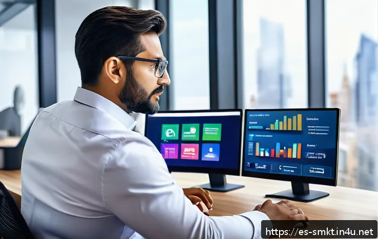 스포츠마케팅 리더십 개발 방법 - A dynamic digital sports marketing leader in a modern office, analyzing data on multiple screens sho...