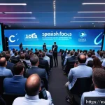 Home 23 스포츠마케팅 전문가의 네트워킹 성공 사례 - A professional networking event in the sports marketing industry set in a modern conference hall in ...